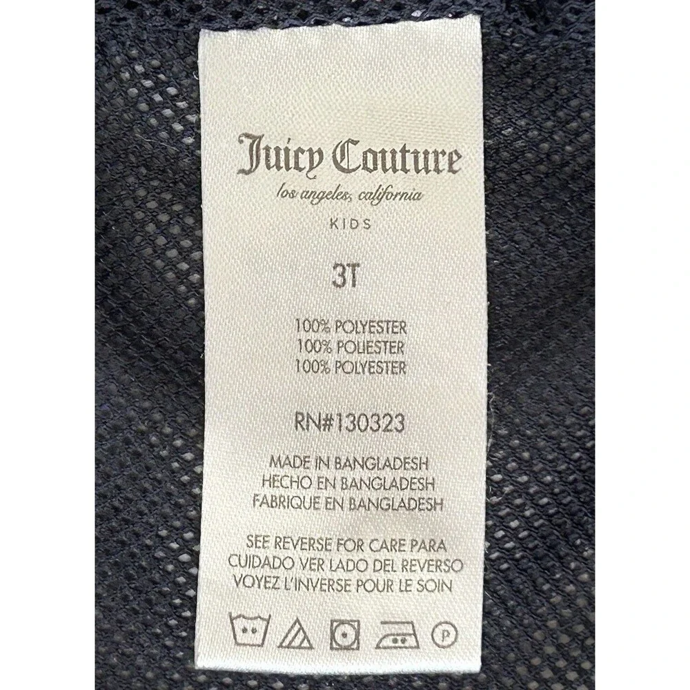 Juicy Couture Girls 3T Navy/Gold Heart Hooded Rain Jacket - New Without Tag